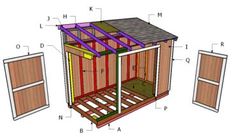 the plans for an outdoor storage shed are shown in this image, and it is labeled with