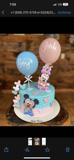 Gender Reveal Cupcakes, Gender Reveal Party Supplies, Baby Gender Reveal Party, Blue Cakes, Gender Reveal Cake, Baby Mickey, Baby Gender Reveal