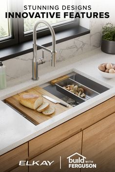 a kitchen sink that has some bread in it