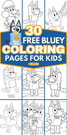 the 30 free coloring pages for kids that are available in various styles and colors, including blue