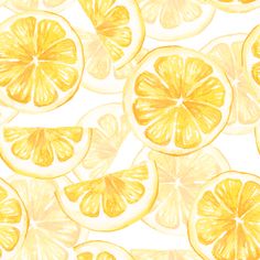 the slices of lemons are arranged in a pattern on a white background with yellow highlights