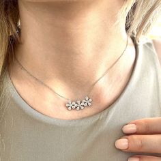 Boho Flower Necklace with zircon, Silver Flower Pendant, Flower Jewelry, Bohemian Jewelry, Bridesmaid gift, Graduation gift, Gift For Her Flower-shaped Necklace For Wedding, Flower Necklace For Bridesmaid Gift, Flower Necklace Silver, Silver Flower Necklace, Jewelry Bridesmaid, Gift Graduation, Flower Jewelry, Silver Flowers, Flower Jewellery