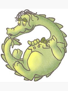 an image of a cartoon alligator holding something in it's mouth