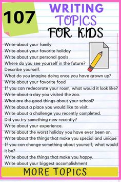 the top ten writing topics for kids