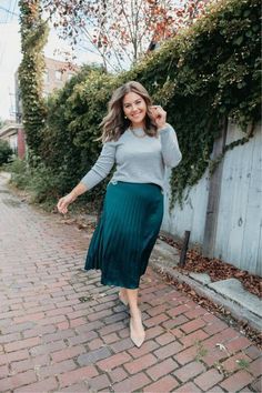 Lace Turtleneck Top, Winter Blooms, Holiday Outfit Inspiration, Simple Winter Outfits, Pleated Skirt Outfit, Midi Skirt Outfit, Winter Skirt Outfit, Denim Jacket With Dress, Comfy Sweater