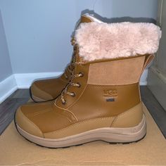 Brand New In Box Size: 10 Women’s Chestnut Sold Out @ Ugg $250.00 Retail Waterproof Leather Boots Shearling Lined Classic Insulated Waterproof Boots, Outdoor Waterproof Boots With Branded Insole, Leather Waterproof Boots With Faux Fur Lining For Outdoor, Fall Season Shearling Waterproof Boots With Round Toe, Shearling Waterproof Boots With Round Toe For Fall, Insulated Shearling Boots For Fall, Sheepskin Round Toe Boots For Outdoor, Outdoor Leather Waterproof Boots With Faux Fur Lining, Winter Shearling Boots With Leather Sole