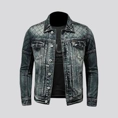 Introducing the must-have item for the 2024 Spring Collection our sanded biker men's denim jacket! This biker style jacket is the perfect combination of vintage and slim, giving you an edgy yet sophisticated look.Distinctive Features: Vintage Vibes: The sanded denim gives this jacket a vintage feel, making it a timeless addition to your wardrobe. Slim Fit: The slim fit of this jacket ensures a sleek and modern silhouette, perfect for any occasion. Biker Style: With its asymmetrical zip closure a Winter Denim Biker Jacket With Long Sleeves, Denim Biker Jacket With Long Sleeves For Winter, Denim Long Sleeve Biker Jacket For Winter, Winter Long Sleeve Denim Biker Jacket, Denim Biker Jacket For Winter, Fitted Biker Denim Jacket For Winter, Denim Biker Jacket With Pockets, Fall Denim Biker Jacket For Streetwear, Denim Biker Jacket For Fall Streetwear