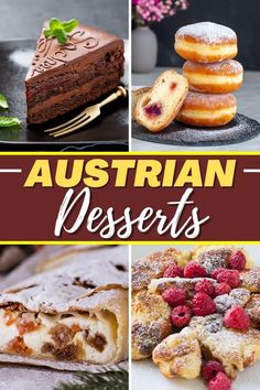 the australian desserts are on display in this collage