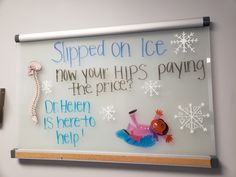 a sign on the wall that says slippery on ice now your hips paying the price