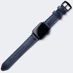 Handcrafted leather band for Apple Watch Series SE, 6, 5, 4, 3 & 2. It includes the proper interchangeable adapter and buckle. You can choose silver or black coated adapter to match your Apple Watch model. COMPATIBILITY: The leather straps are compatible with 44mm, 42mm, 40mm and 38mm Apple Watch models. Leather Watch Accessories With Adjustable Strap For Everyday Use, Adjustable Leather Watch Bands With Wrist Strap, Rectangular Leather Strap Watch Accessories, Modern Blue Rectangular Watch Accessories, Leather Watch With Bracelet Strap And Rectangular Dial, Business Leather Apple Watch Band, Adjustable Leather Watch Bands For Business, Adjustable Leather Rectangular Watch Accessories, Classic Blue Rectangular Watch Accessories