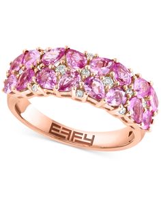 in stock Pink Dominos, Rose Gold Pink, Gold Band Ring, Gold Band, Cluster Ring, Pink Sapphire, Gold Bands, Band Ring, Band Rings