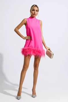 Dresses Hot Pink, Feather Mini Dress, Silver Sequin Top, Glitter Wedding Dress, Bandage Midi Dress, Sequin Maxi Dress, Floral Shirt Dress, Pink Feathers, Feather Dress