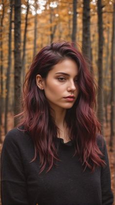 Different Red Shades Of Hair, Plum Auburn Hair Color, Auburn All Over Hair Color, Red Hair Color On Brown Hair, Deep Red And Brown Hair, Light Brunette Hair With Red Undertones, Medium Brown To Red Balayage, Deep Red Auburn Hair, Red Hair Purple Undertone