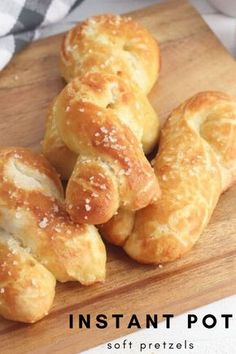 the pretzels are ready to be eaten on the cutting board