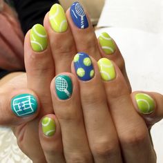 Tennis Nails, Sports Nails, Themed Nails, Nails Inspired, Tennis Rackets, Simple Gel Nails, Inspired Nails, Cute Gel Nails