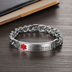 Personalized Medical Alert Bracelet for Men Women Emergency Medical Bracelets Alert ID Bracelets for Adults Medical Alert Bracelet ✔The Medical Alert Bracelet Speaks for You--In situations when you become unresponsive, the Medical ID Alert Bracelet will speak for you in such emergency events. It can be an invaluable time saver for the emergency department to inspect for the cause of your sudden alteration and communicates the right message and protects you against potentially harmful medical errors. ✔Durable and Waterproof ID Bracelet--The Medical Bracelet has a good weight to it; it is made from stainless steel and is very strong, durable, non-corrosive and waterproof.Suitable for daily wear or outdoor. ✔Keep the Message Concise--The message on the medical ID alert Bracelet tag must be co Mens Medical Alert Bracelet, Emergency Bracelet, Allergy Bracelet, Medical Alert Bracelet, Medical Id Bracelets, Medical Jewelry, Medic Alert Bracelets, Medical Bracelet, Emergency Contact