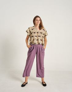 Radiant Orchid Summer Pants Spring Purple Relaxed Fit Pants, Purple Relaxed Fit Pants For Spring, Summer Purple Cotton Wide Leg Pants, Purple Cotton Wide Leg Pants For Spring, Purple Cotton Wide Leg Pants For Summer, Purple Relaxed Fit Pants For Summer, Spring Purple Wide Leg Pants With Relaxed Fit, Purple Ankle-length Wide Leg Pants, Relaxed Fit Lavender Bottoms With Pockets