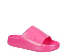 Nike Calm Women's Slide Sandal Dial down your stress in the Calm women's Slide Sandal from Nike. Featuring a water-friendly, single piece upper with a contoured fit for a soothing feel, this Slide works everywhere from the streets to the pool. The foam footbed cradles your foot while the subtly textured outsole adds some traction. Made with at least 20% recycled content by weight. Move to Zero: a journey toward zero carbon & zero waste  Slip-On  Seamless  Contoured footbed   Rubber Nike Slides For Sports In Summer, Nike Slides For Summer Sports, Nike Summer Sports Slides, Nike Slides For Spring Beach Outings, Nike Pink Slides For Summer, Womens Slides Sandals, Rack Room, Rack Room Shoes, Pink Nike