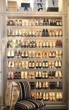 a shoe rack filled with lots of shoes