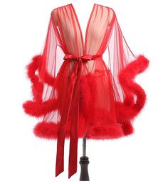 Sexy tulle robe with flirty marabou fur edge. Perfect for any special occasion such as prom, honey moon, Cocktail, Birthday, Photo Shoot, Masquerade Dancing Party, Anniversary, Engagement, Pageant, and more. Tulle, Fur, Satin Sash Length approx 34 inches Size S - suitable for size 0-6 Size M - suitable for size 8-14 Size L - suitable for size 16 - 20 Due to nature of the fur edge, some fur may fall off, however it will not affect the look. Turn around time around 1-2 weeks. Red Fur, Lingerie Party, Petite Shorts, Ball Gowns Evening, Form Design, Women Lace, Costumes For Women, Headdress, Dress Backs