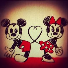 two cartoon mickey mouses holding hands with the caption'la que esta destin