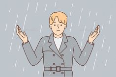 Man Stands Under Rain and Spreads Arms Stressed Graphic Organizer, Design Advertising, Graphic Design Advertising, Graphic Organizers, Spreads, Roof, Umbrella