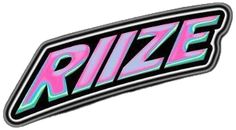 the word rizzle in neon pink and blue