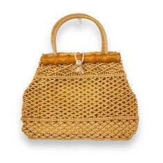 Jute And Carved Wood Brown Geometric Open Weave Handbag Clutch Round Handle Made In Italy Fully Lined One Interior Slot Compartment Plastic Covered Handle Dimensions: 15” Wide By 11” High By 3” Deep New Without Tags Rectangular Natural Satchel, Retro Beige Rectangular Satchel, Natural Rectangular Satchel, Elegant Light Brown Shoulder Bag For Summer, Elegant Light Brown Summer Shoulder Bag, Vintage Satchel With Braided Handles, Elegant Light Brown Summer Bags, Retro Beige Bag With Top Carry Handle, Vintage Beige Satchel For Shopping