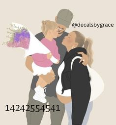 a man and woman holding a baby in their arms with the words decalsby grace above them