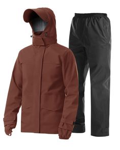 PRICES MAY VARY. Fabric:Men's rain suit Made of rip-stop high density high quality polyester waterproof fabric.The material is soft and comfortable, Slightly elastic, no binding feeling during use. Rainproof:Men's waterproof rain coat suit The surface layer has a Lotus Leaf Waterproof function.The seams are sealed with a special waterproof membrane at high temperature.Waterproof up to 10000mm H2O.100% waterproof,Keeps you dry all day long.Provides superior wind protection Keeps you warm and wind Waterproof Techwear Raincoat For Rainy Weather, Solid Waterproof Raincoat, Windproof Waterproof Raincoat For Rainy Season, Waterproof Fabric Windbreaker For Rainy Season, Solid Color Windproof Raincoat, Waterproof Hiking Raincoat With Pockets, Rainy Season Waterproof Windbreaker, Waterproof Windbreaker For Rainy Season, Techwear Weatherproof Raincoat For Rainy Weather