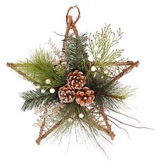 a christmas decoration with pine cones and greenery