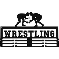 two men wrestling in the middle of a wrestling ring with words that say wrestling on it