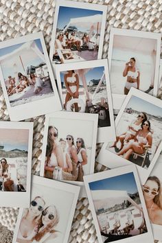 Polaroid pictures of beach bachelorette party Party Polaroids, Charleston Bachelorette Party, Charleston Bachelorette, Friendship Photoshoot, Bachelorette Themes