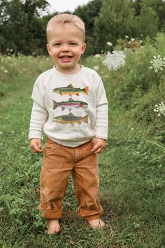 Toddler Trout Crewneck Sweatshirt Children's Fish Shirt Gender Neutral Children's Clothing Kids Fishing Shirt Kids Nature Clothing - Etsy Long Sleeve Tops With Dinosaur Print For Playtime, Cotton Top With Dinosaur Print For Fall, Cotton Tops With Dinosaur Print For Fall, Casual Dinosaur Print Tops For Playwear, Spring Playtime Tops With Dinosaur Print, Casual Tops With Dinosaur Print For Playwear, Cute Dinosaur Print Tops For Playwear, Cute Tops With Dinosaur Print For Playwear, Nature Clothing