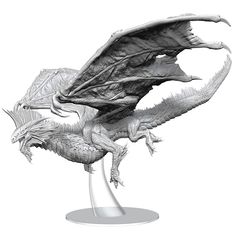 an image of a dragon statue on a white background in black and white color scheme