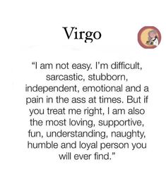 the quote for virgo, which is written in black and white with an image of a