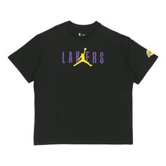 Air Jordan NBA Los Angeles Lakers Alphabet Printing Basketball Sports - KICKS CREW Sportswear Tops With Team Logo For Basketball, Moisture-wicking Crew Neck Basketball Top, Basketball Letter Print Sportswear Tops, Basketball Sportswear Tops With Letter Print, Sportswear Tops With Team Logo For Sports, Sportswear Tops With Team Logo, Letter Print Sportswear Tops For Basketball, Sportswear Tops With Letter Print For Basketball, Sports Team Logo Tops