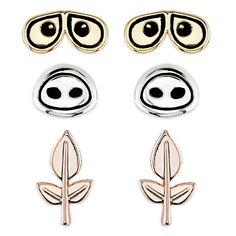 Celebrate the story of two futuristic robots and the little plant that brought them together with this set of three pairs of post earrings. Featuring WALL&#8226;E and EVE, these earrings are a perfect complement to your fun sense of style. E Necklace, Hunting Shop, Planet Earrings, Disney Treasures, Minnie Mouse Earrings, Dazzling Earrings, Wedding Aesthetics, Wall E, Bird Charm