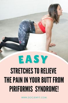 Stop smashing into your butt to relieve your pain! I’ve learned SO much after reading this blog about what really is going on with the pain in my butt! I thought it was sciatica and my piriformis but learned how these stretches help to work around the piriformis because the body is holistically connected. Try these exercises with DocJenFit and get some relief! #piriformissyndrome #glutepain #hippain #sciaticpain #stretches Stretches For Sore Buttocks, Periformus Pain Relief, Sciatica Stretch, Muscle Spasms Relief, Psoas Muscle Pain, Piriformis Syndrome Exercises, Sciatic Nerve Pain Relief, Hip Pain Relief, Piriformis Stretch