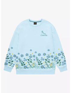 Disney Princess Cinderella Embroidered Floral Crewneck - BoxLunch Exclusive Cinderella Gifts, Aladdin Princess, Royal Ball, Disney Princess Snow White, Holiday Hoodies, Floral Sweatshirt, Disney Clothes, Disney Princess Cinderella, Cinderella Disney