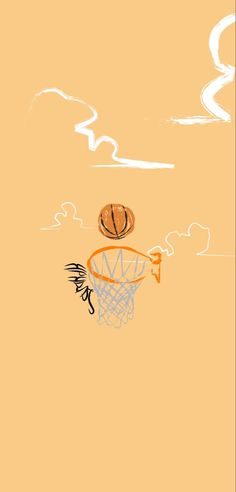 a drawing of a basketball going through the hoop