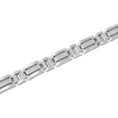 Stainless steel 1/6ctw diamond 8 5/8 inch bracelet. Modern Stainless Steel Jewelry For Anniversary, Elegant Stainless Steel Bracelet With Rectangular Links, Elegant Stainless Steel Bracelets With Rectangular Links, Timeless Stainless Steel Bracelets For Anniversary, Timeless Stainless Steel Bracelet For Formal Occasions, Modern Stainless Steel Jewelry With Diamond Accents, Timeless Stainless Steel Bracelets For Formal Occasions, Timeless Stainless Steel Formal Bracelet, Modern Diamond Jewelry With Box Chain