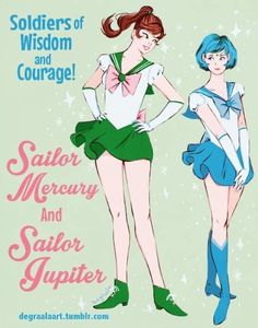 two women in sailor uniforms standing next to each other with the caption soldiers of wisdom and courage