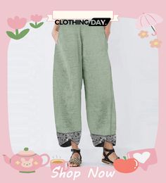 Printed Spliced Pencil Pants Spring Baggy Patchwork Pants, Baggy Wide-leg Patchwork Pants, Casual Wide-leg Patchwork Bottoms, Patchwork Relaxed Fit Ankle-length Bottoms, Spring Relaxed Fit Patchwork Pants, Relaxed Fit Patchwork Pants For Spring, Spring Patchwork Pants, Green Patchwork Bottoms For Summer, Casual Patchwork Pants For Spring