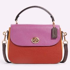 Nwt Coach Marlie Top Handle Satchel In Color Block Color: Terracotta, Golden Yellow, Light Purple Gold Hardware Refined Pebble Leather Inside Zip And Multifunction Pockets Turnlock Closure, Fabric Lining Top Handle With 3 1/2" Drop Outside Open Pocket Detachable Strap With 22" Drop For Shoulder Or Crossbody Wear 9 1/2" (L) X 7" (H) X 2 3/4" (W) Style No. C1650 Coach Purple Shoulder Bag With Top Carry Handle, Coach Purple Bag With Top Carry Handle, Coach Multicolor Bag With Detachable Strap, Coach Multicolor Top Handle Satchel, Coach Multicolor Top Handle Shoulder Bag, Coach Multicolor Shoulder Bag With Detachable Handle, Coach Multicolor Shoulder Bag With Detachable Strap, Multicolor Coach Top Handle Satchel, Multicolor Coach Top Handle Shoulder Bag