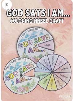 the color wheel for god says i am coloring wheel craft is shown in three different colors