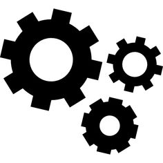 two gears are shown in black and white on a white background, one is facing the opposite direction