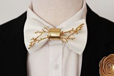 White bow tie lapel pin set, wedding, groom satin bowtie groomsmen attire, white silk boutonniere Crystal bow tie, gold Rhinestones bow tie by Nevestica on Etsy Elegant Gold Bow Tie For Formal Occasions, Classic Gold Bow Tie For Groom, Gold Classic Bow Tie For Groom, Elegant Bow Tie With Decorative Bow For Groom, Gold Bow Tie For Groom, Dapper White Bow Tie For Wedding, White Dapper Bow Tie For Wedding, Elegant White Bow Tie For Wedding, Classic Gold Bow Tie For Wedding