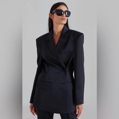 Love This Blazer. So Chic. Only Worn Once Or Twice. Black Structured Single-button Blazer, Coats Black, The Frankie Shop, Frankie Shop, Black Blazer, Colored Blazer, Blazer Suit, Suit Jacket, Love This