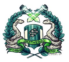 an emblem with two snakes on it and the words serpents in green ribbon around them